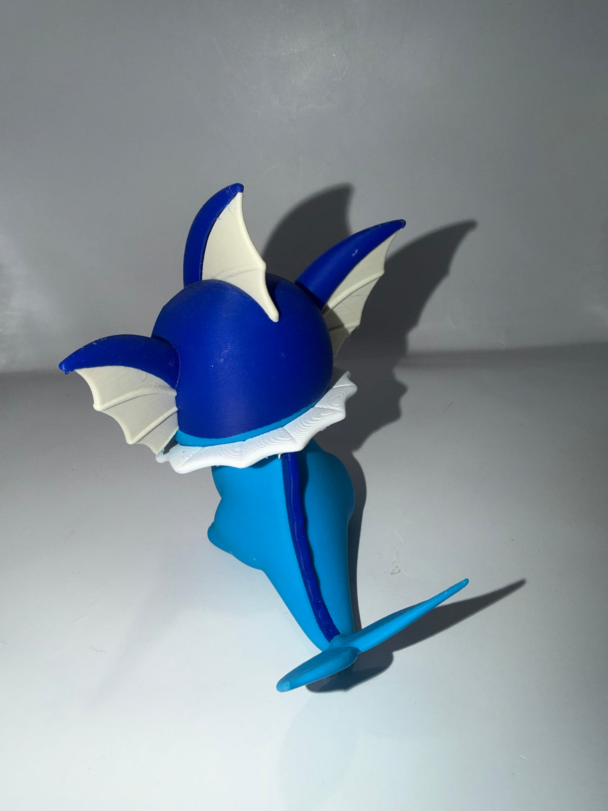 3D Printed Vaporeon Figure, Blue and White, Collectible Pokemon-Inspired Desk Decoration