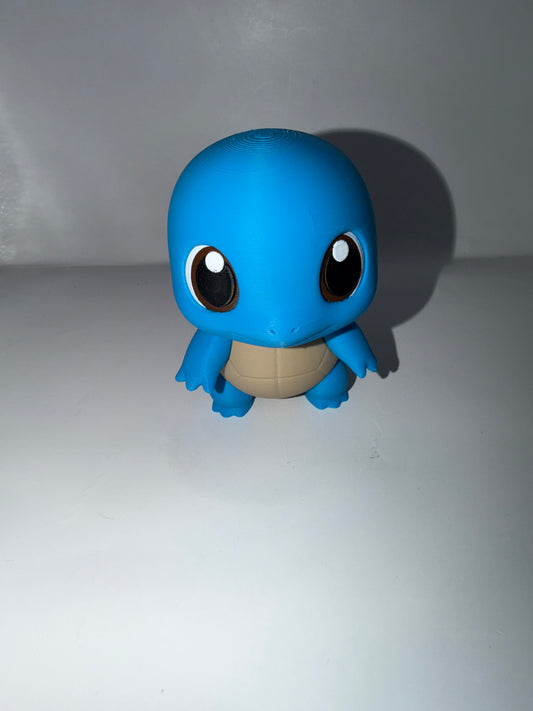 3D Printed Squirtle Figurine, Blue, Cute Chibi Style, Pokemon Fan Collectible