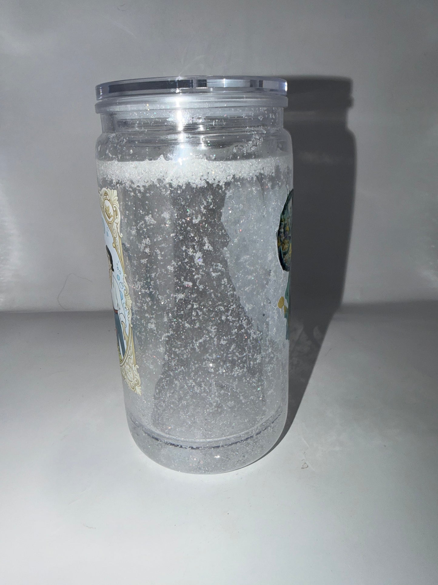 Mermaid Glitter Tumbler, Clear Acrylic Snow Globe Cup, Princess Theme