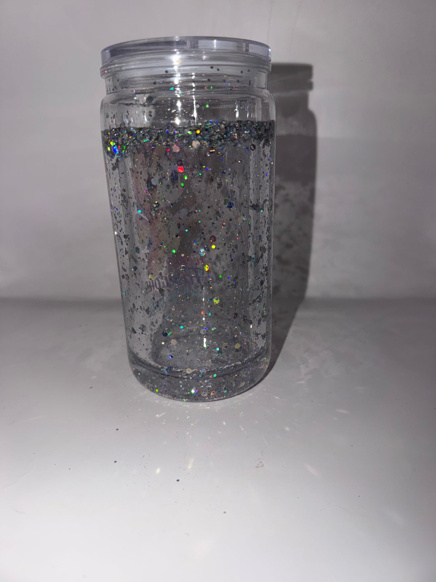 Glitter Snow Globe Tumbler with Rainbow Seahorse, Clear Holographic Sequin Novelty Collectible
